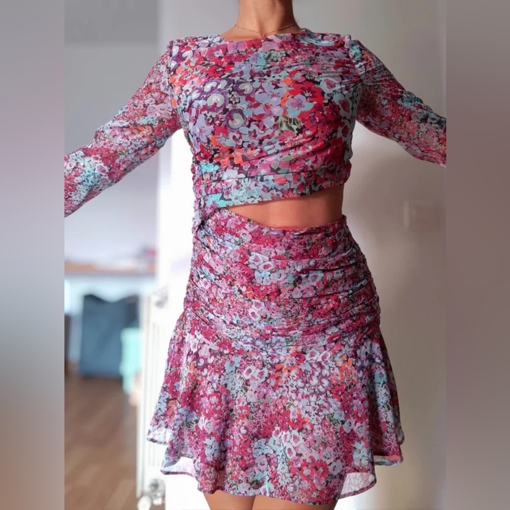Floral Long Sleeve Skirt Set